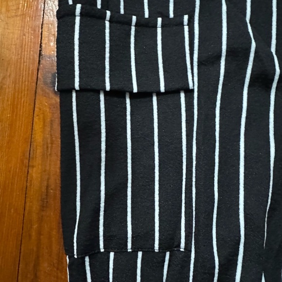 Zaful Black and White Striped Track Pants - Picture 3 of 5